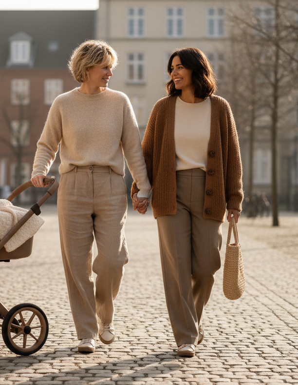 a-modern-danish-couple-female-and-female-with-a-baby-in-a-modern-danish-buggy-resembling-the-colortone-on-this-site-https-www-aagaardklinik-dk-da-earthly-brown-beige-tone-no-bright-co_d8b1af51-9328-47de-852f-773681026c5e, with anatonomically correct fingers, hands etc